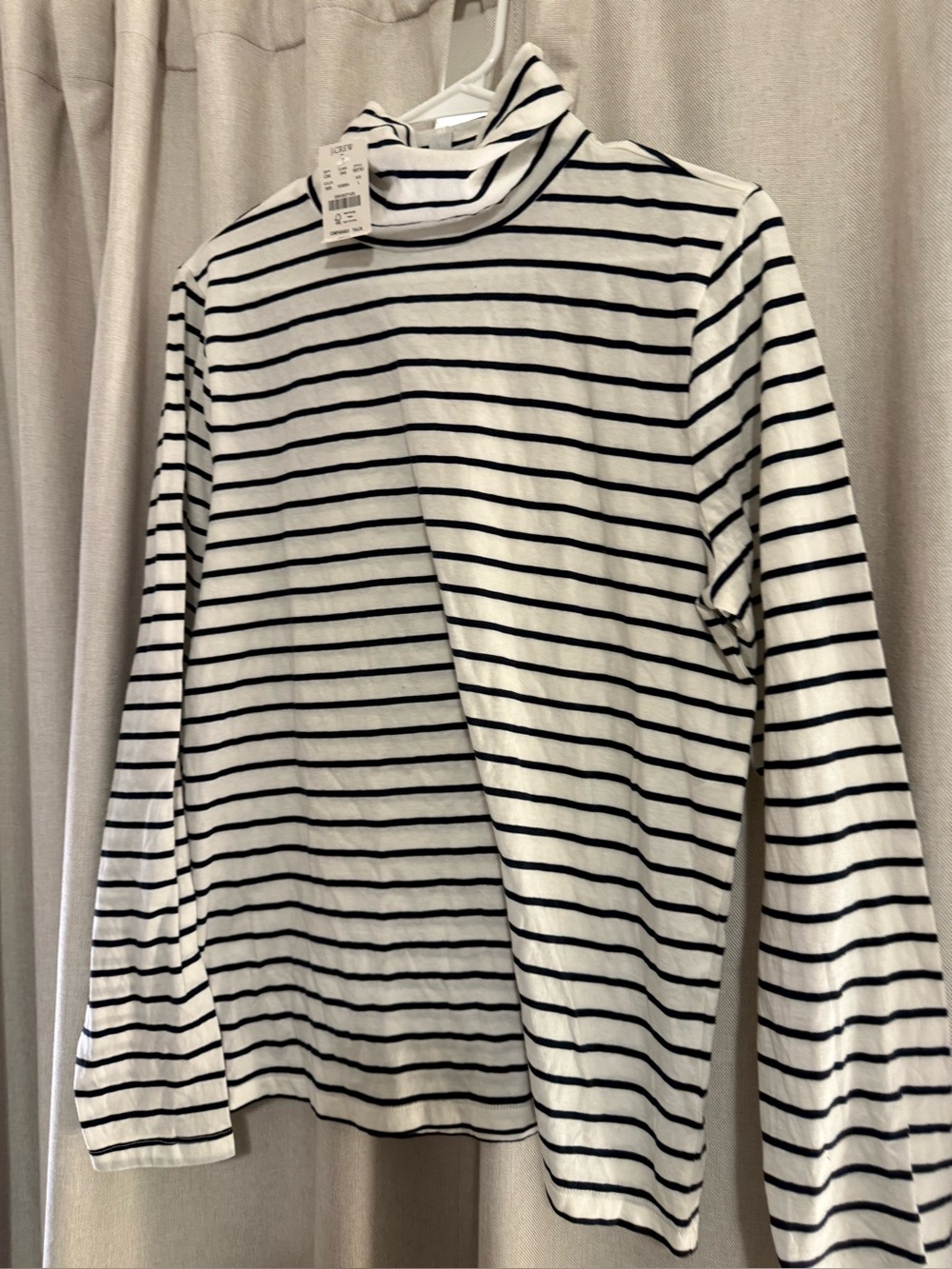 New J.Crew Factory Striped Long-Sleeve Tissue Turtleneck Shirt - White & Black L